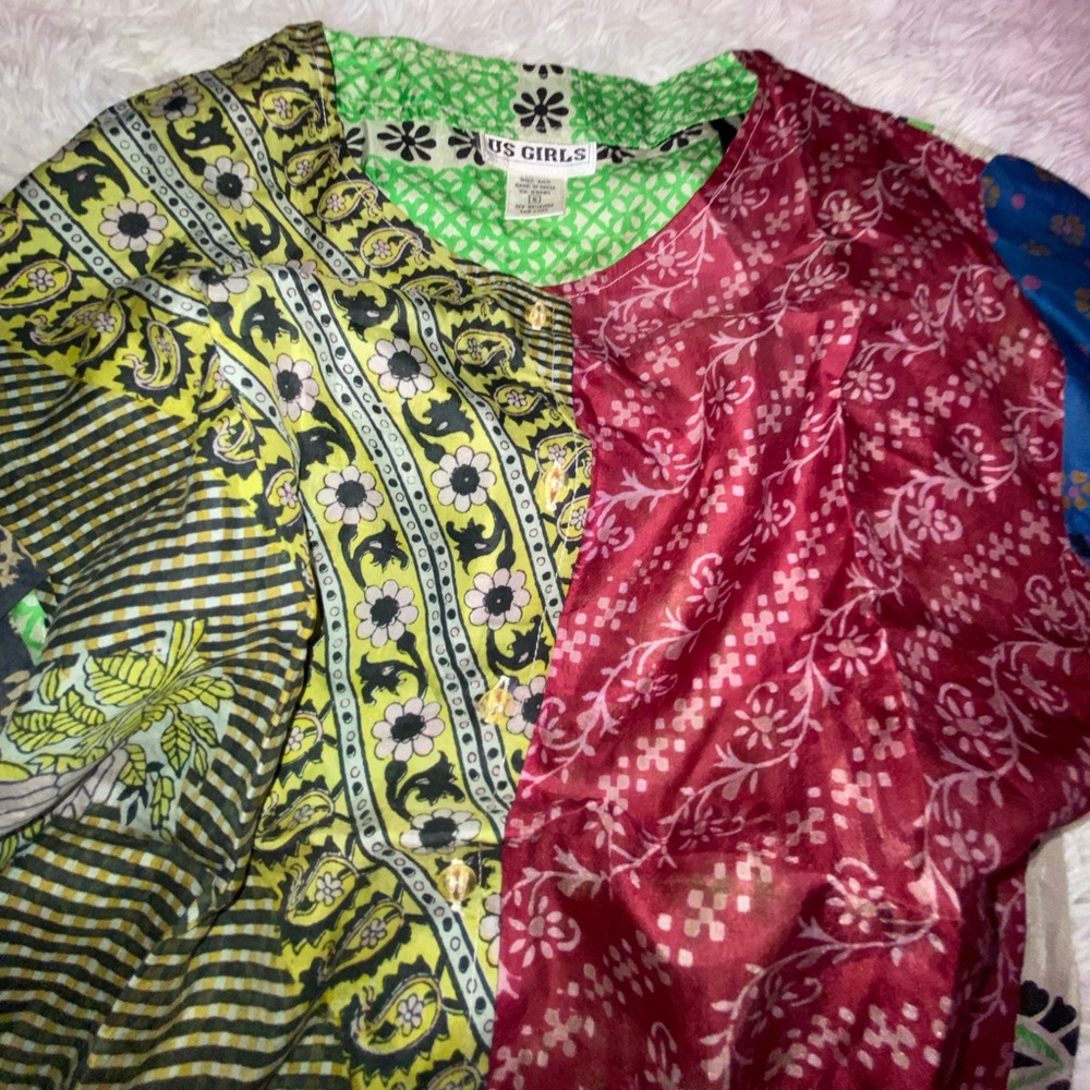 100% silk top with us girls